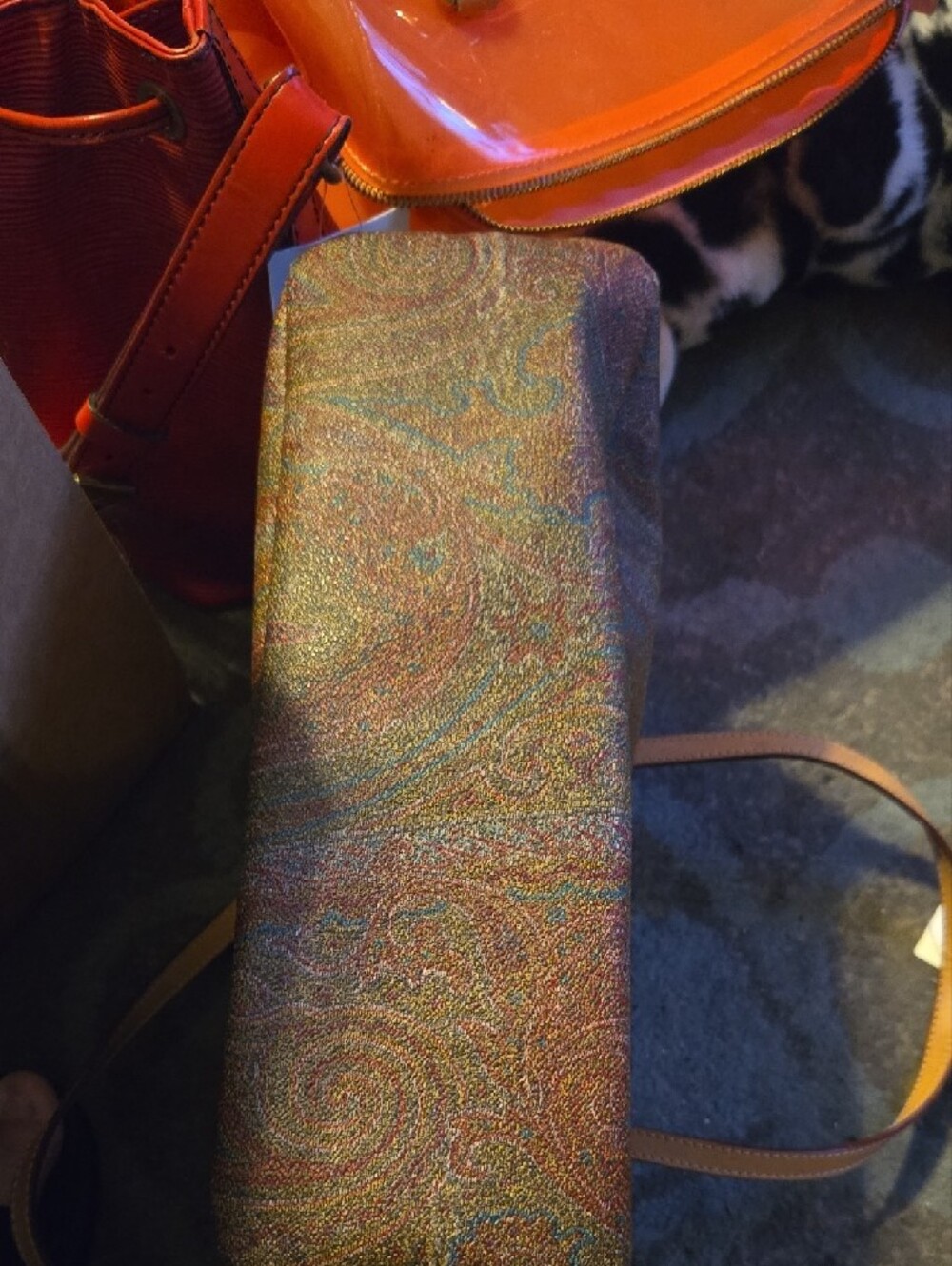 Etro Multicolor Paisley Tote with Tan Leather Handles - Picture 5 of 6